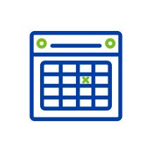 calendar dark blue and green icon
