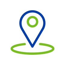 map pin dark blue and green icon