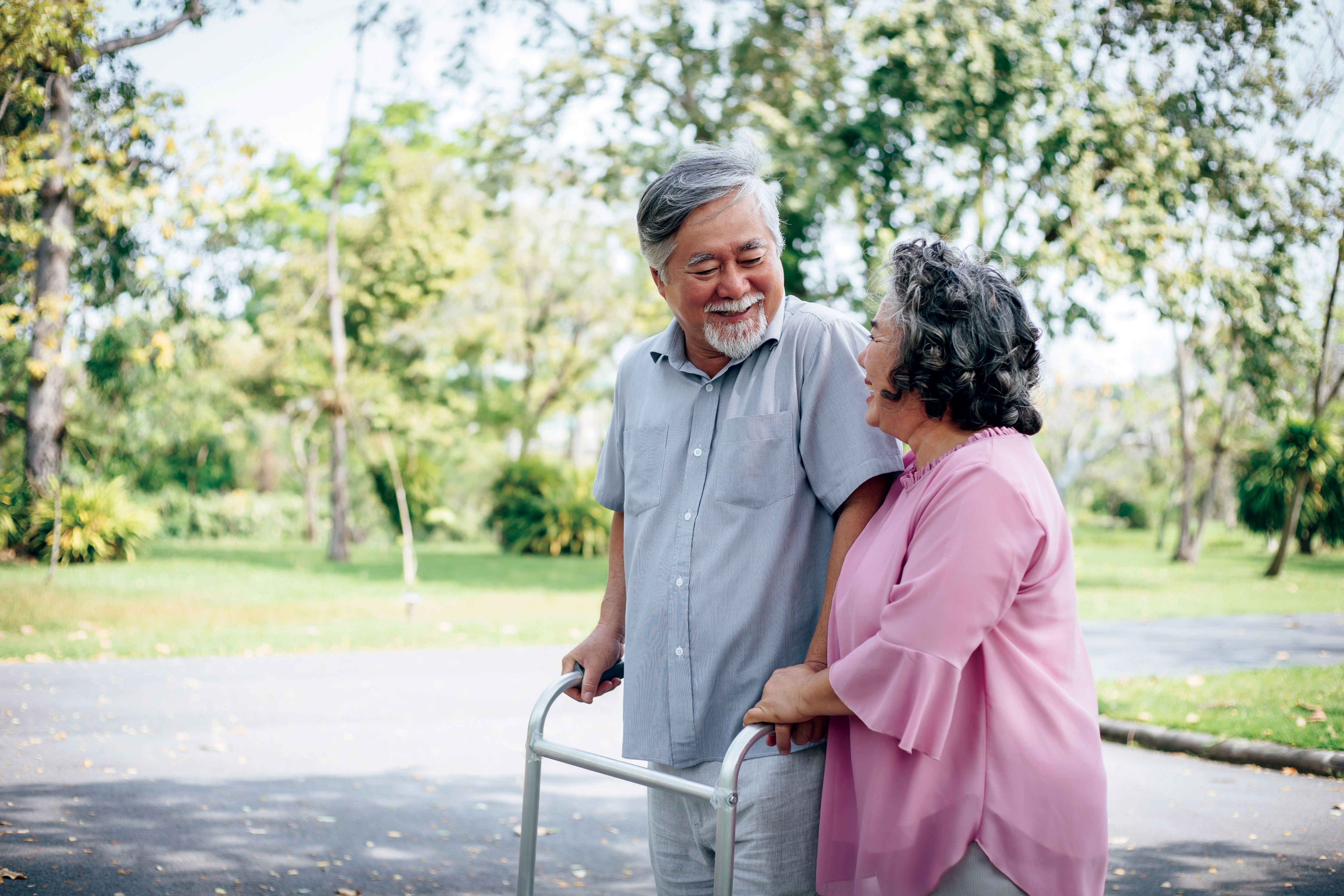 Seniors on a walk outdoors