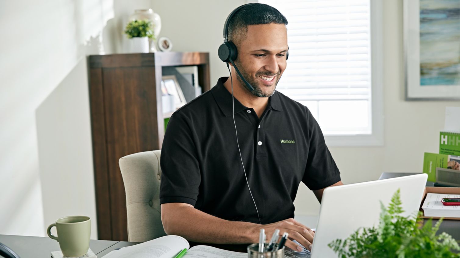 Humana employee talking on headset