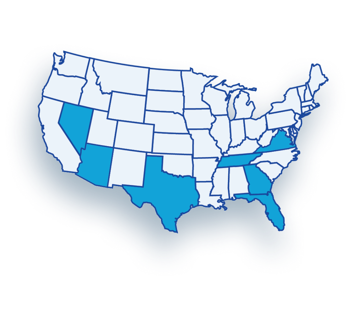 US map showing locations for Centerwell