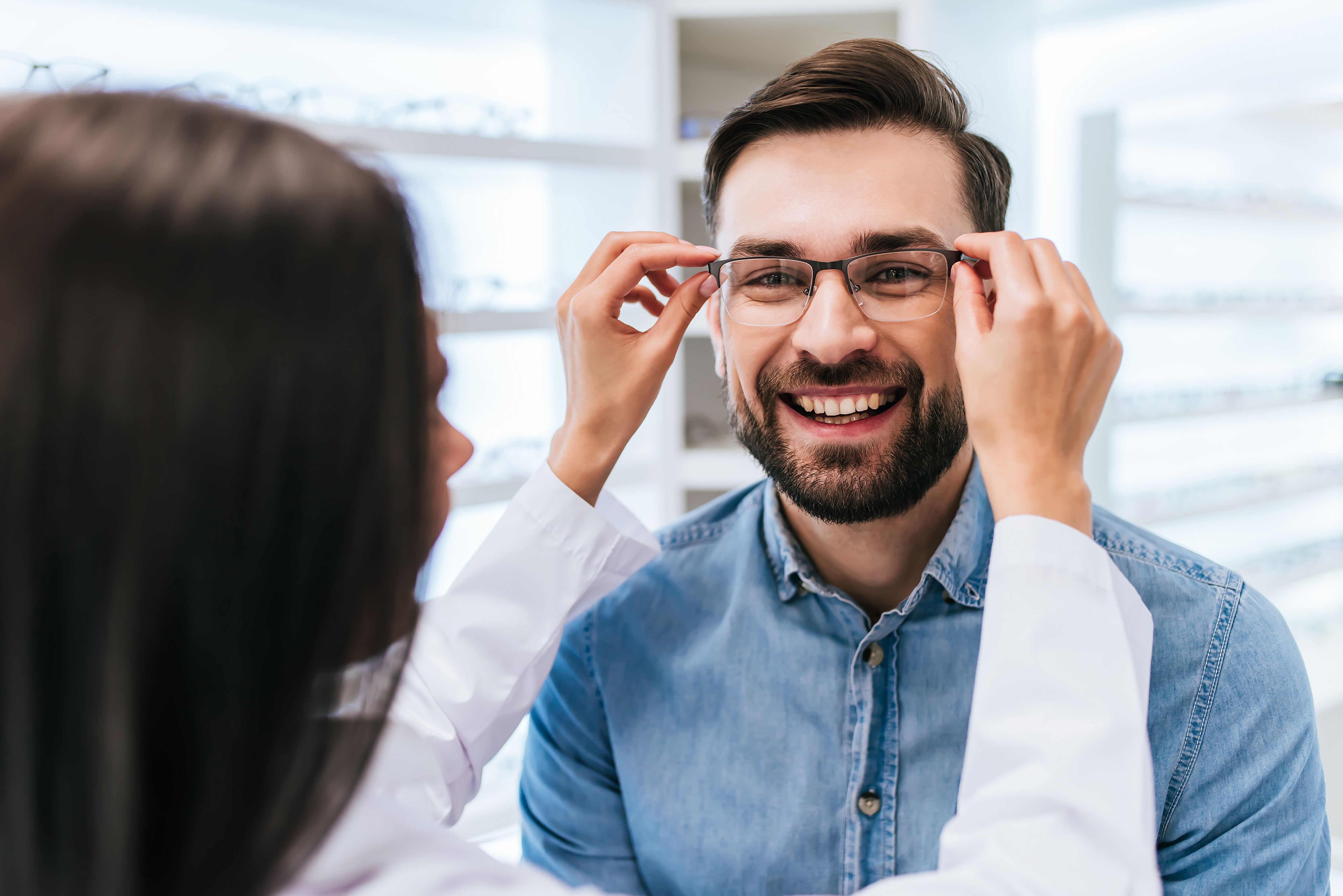 men getting glasses