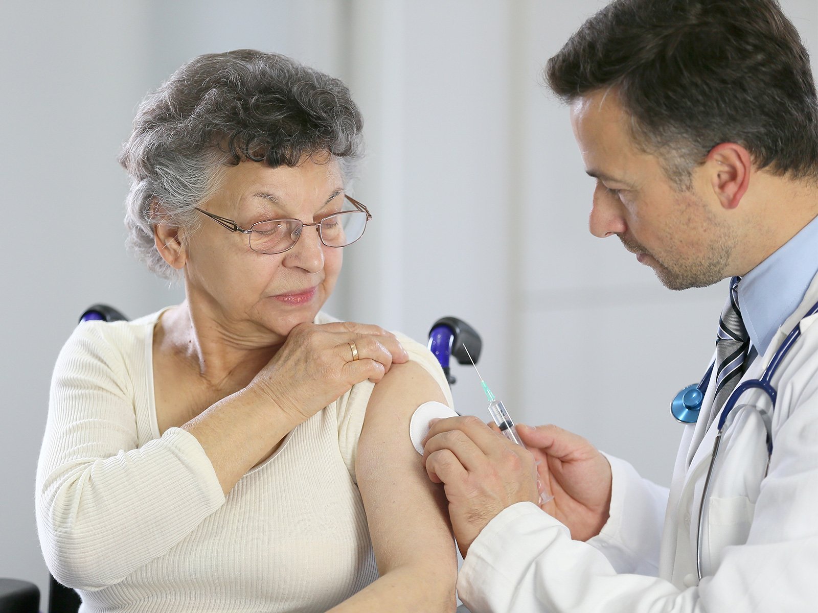 Lady getting an exam