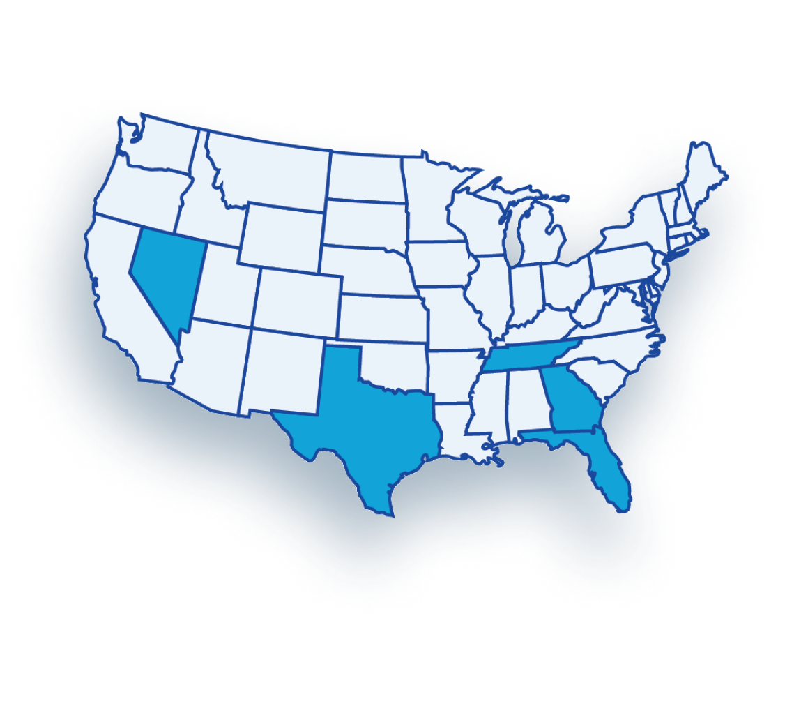 US map showing locations for Centerwell