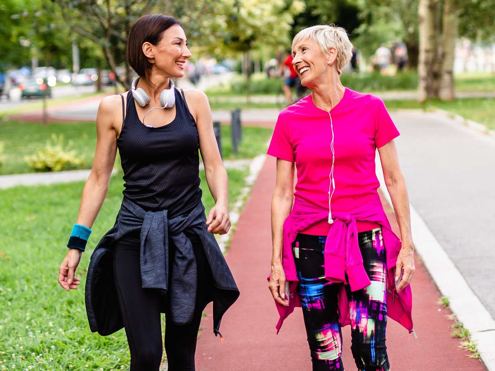 Women smiling and walking