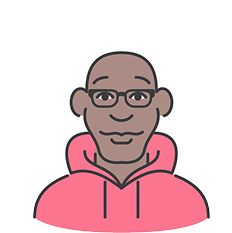 A man wearing glasses and a pink hoodie