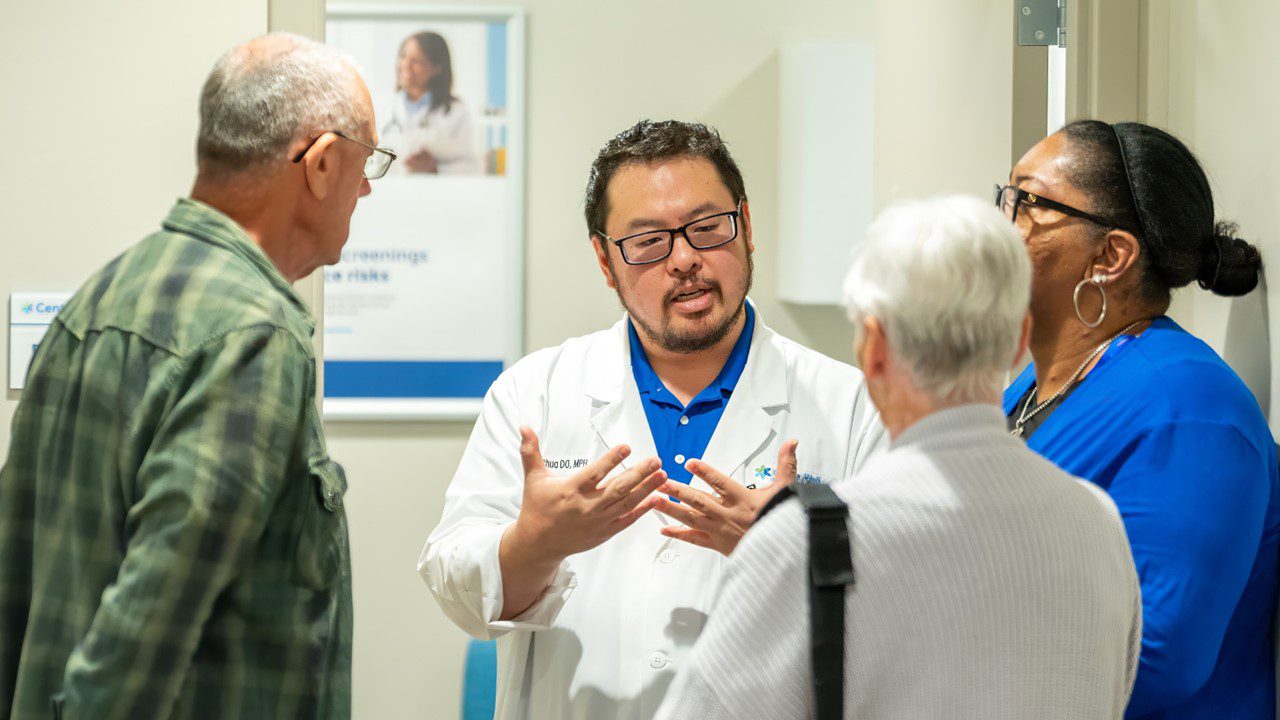 Value-based primary care team talks with patients at CenterWell