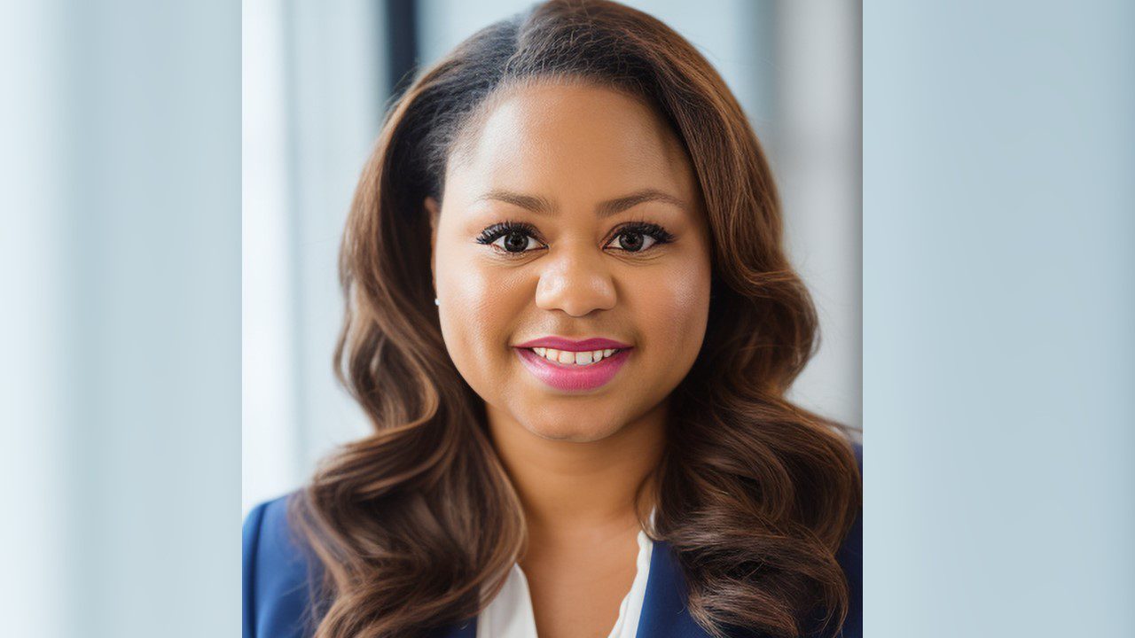 Black African American business woman smiling in headshot