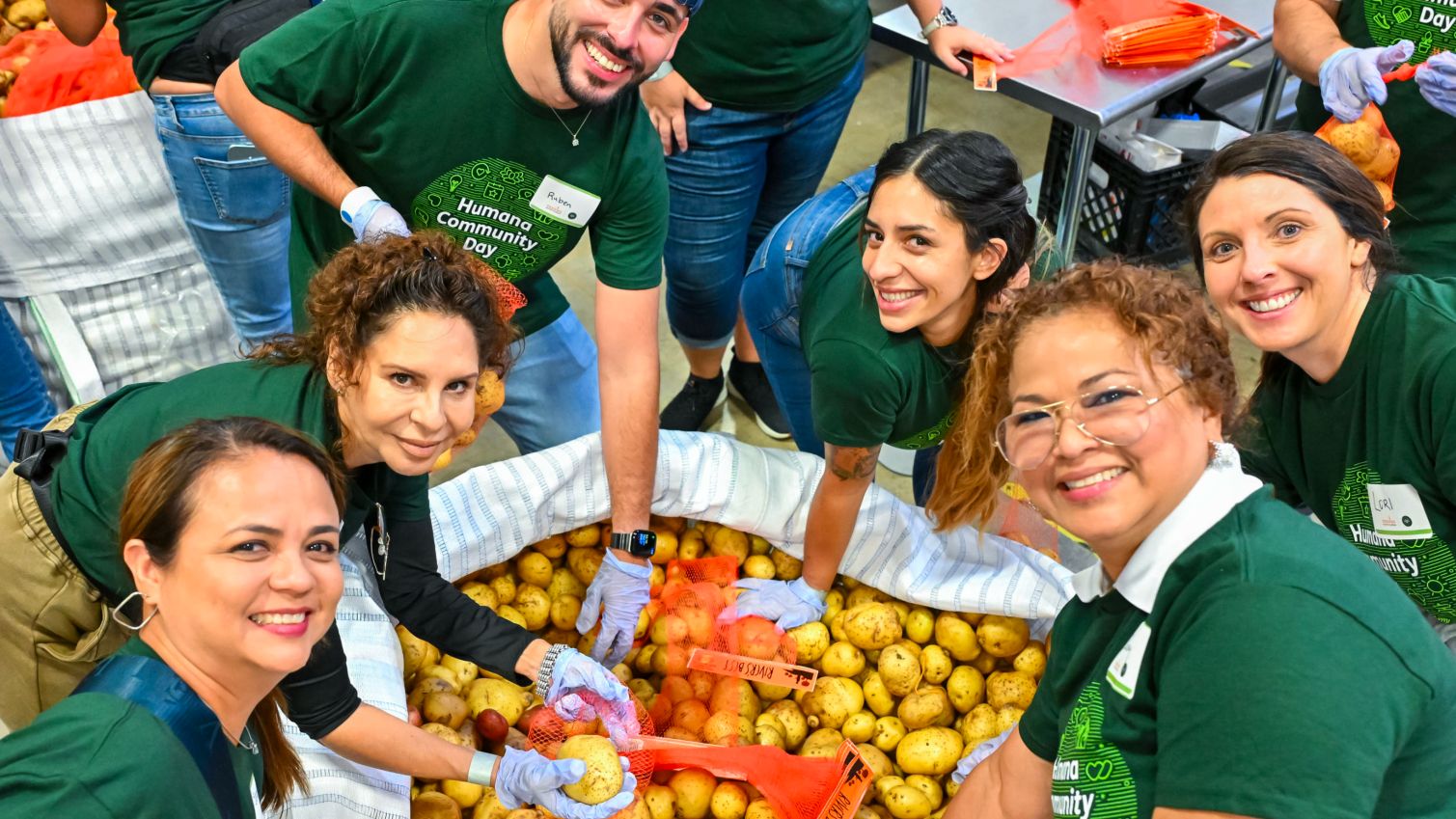 Humana employees volunteering at an event